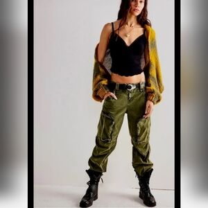 We The Free Can't Compare Slouch Pants Boho Y2K Gorpcore Olive Green Grunge M